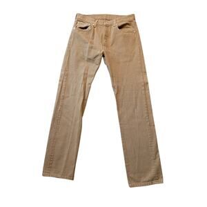 LEVI'S 501 size 32X34, Tan/brown wash denim jeans; straight leg.